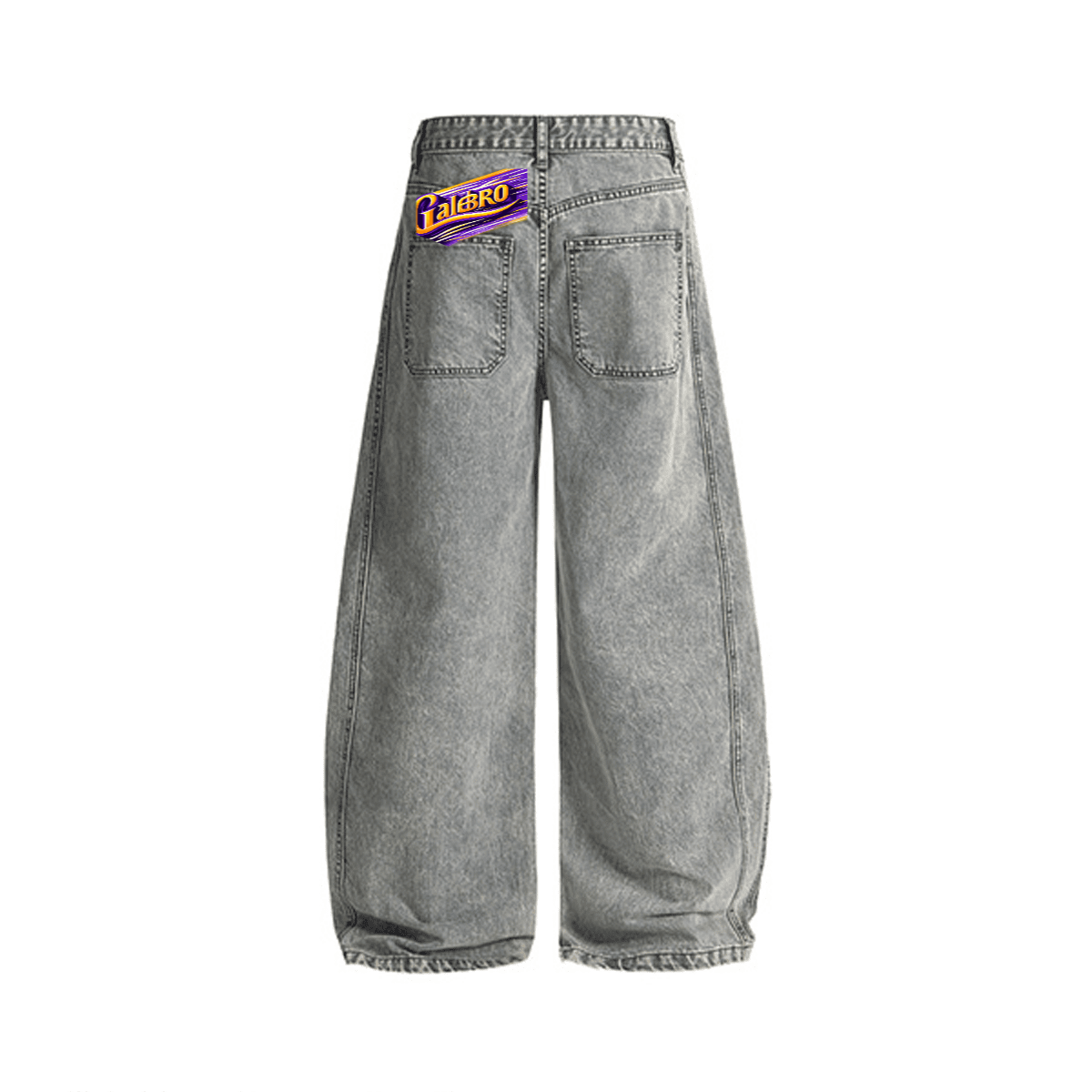 Unisex Washed Curved Blade Denim Jeans