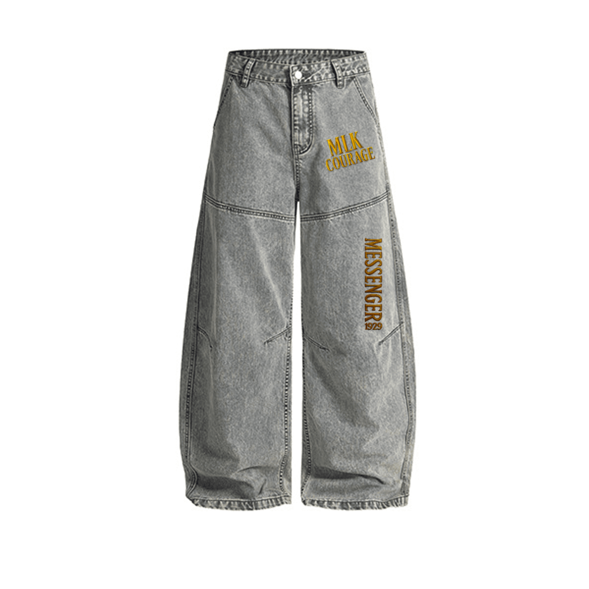 Unisex Washed Curved Blade Denim Jeans