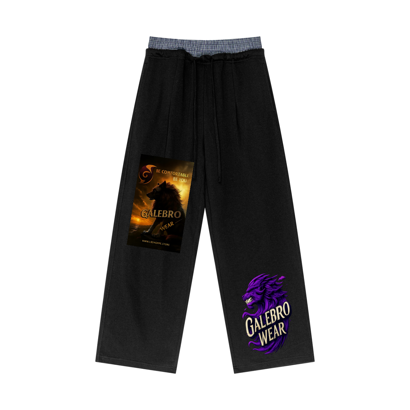 Plaid Contrast Waist Pants